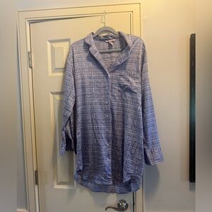 Victoria's Secret Lavender Blue Plaid Sleep Shirt